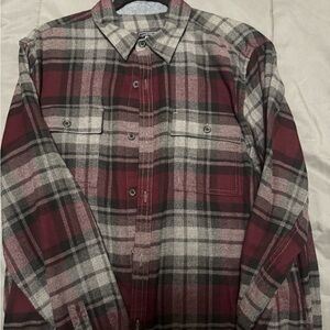 G.H. Bass & Co. Burgundy and Gray Plaid Shirt